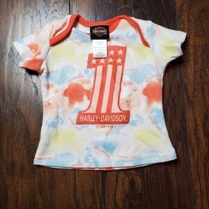 Harley Davidson‎ 3-6 Month Old Girls Short Sleeve T shirt coral, pink, tie dye
